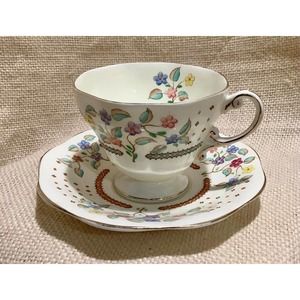 EB & Co FOLEY ENGLISH BONE CHINA floral flower pedestal coffee cup and saucer